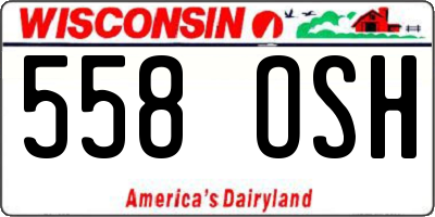 WI license plate 558OSH