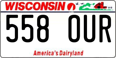 WI license plate 558OUR