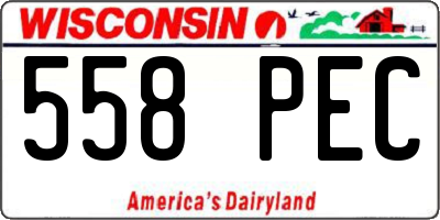 WI license plate 558PEC