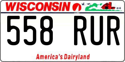 WI license plate 558RUR