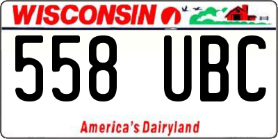 WI license plate 558UBC