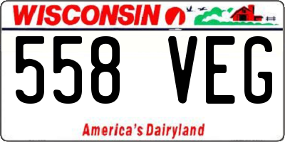 WI license plate 558VEG