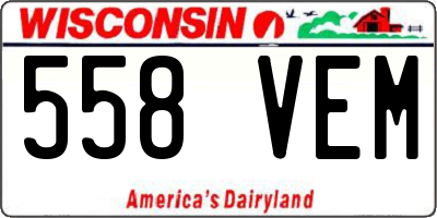 WI license plate 558VEM