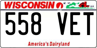 WI license plate 558VET