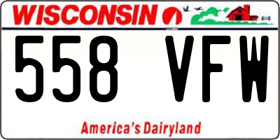 WI license plate 558VFW