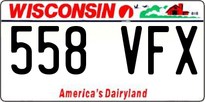 WI license plate 558VFX