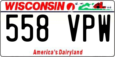 WI license plate 558VPW
