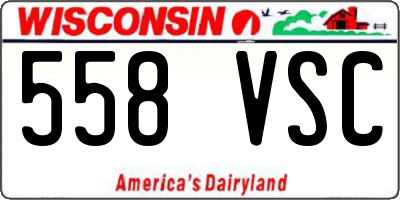 WI license plate 558VSC