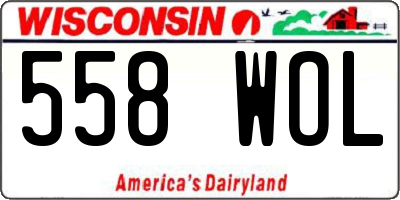 WI license plate 558WOL