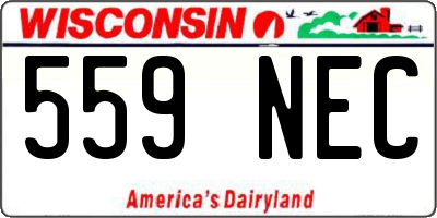 WI license plate 559NEC