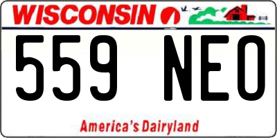 WI license plate 559NEO
