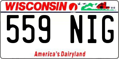 WI license plate 559NIG