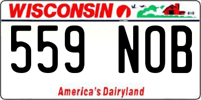 WI license plate 559NOB