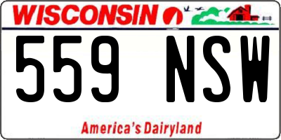 WI license plate 559NSW