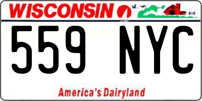 WI license plate 559NYC