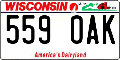 WI license plate 559OAK