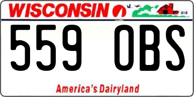WI license plate 559OBS