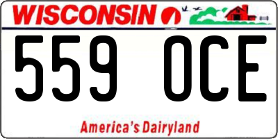 WI license plate 559OCE