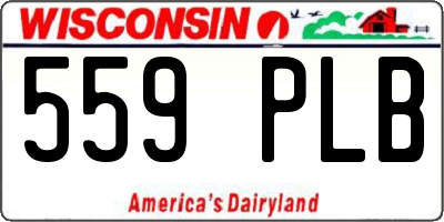WI license plate 559PLB
