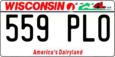 WI license plate 559PLO