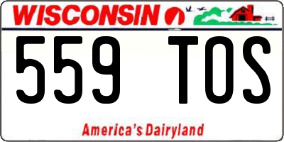 WI license plate 559TOS