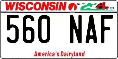 WI license plate 560NAF