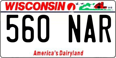 WI license plate 560NAR