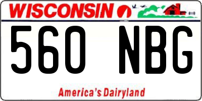 WI license plate 560NBG