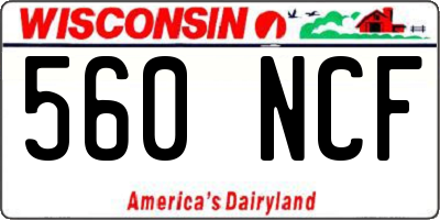 WI license plate 560NCF