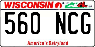 WI license plate 560NCG