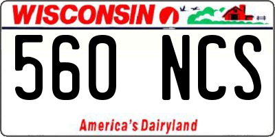 WI license plate 560NCS