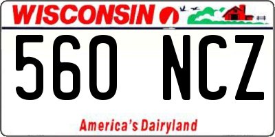 WI license plate 560NCZ