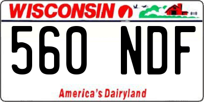 WI license plate 560NDF