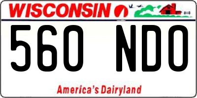 WI license plate 560NDO
