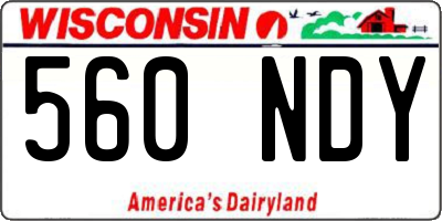 WI license plate 560NDY