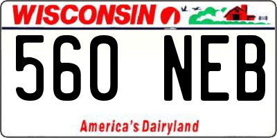 WI license plate 560NEB