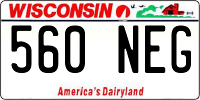 WI license plate 560NEG
