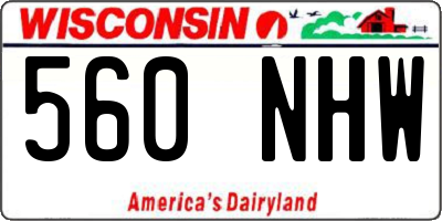 WI license plate 560NHW