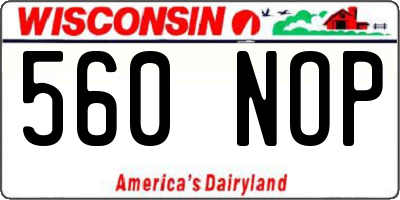 WI license plate 560NOP