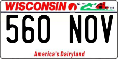 WI license plate 560NOV