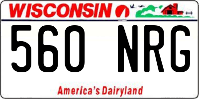 WI license plate 560NRG