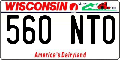 WI license plate 560NTO