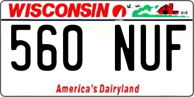 WI license plate 560NUF