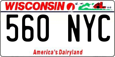 WI license plate 560NYC