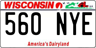 WI license plate 560NYE