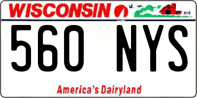 WI license plate 560NYS