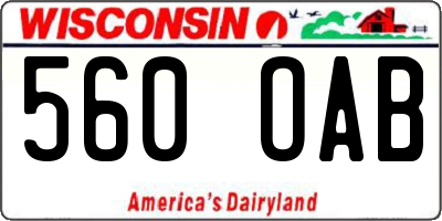 WI license plate 560OAB
