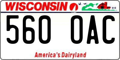 WI license plate 560OAC