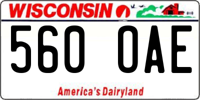 WI license plate 560OAE