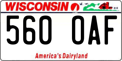 WI license plate 560OAF
